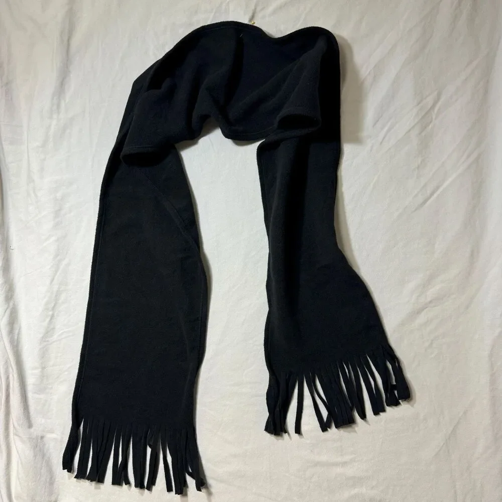 Black Scarf Fleece Fringe Men's Neck Wrap Winter Snow Ski Sledding Warm Gear